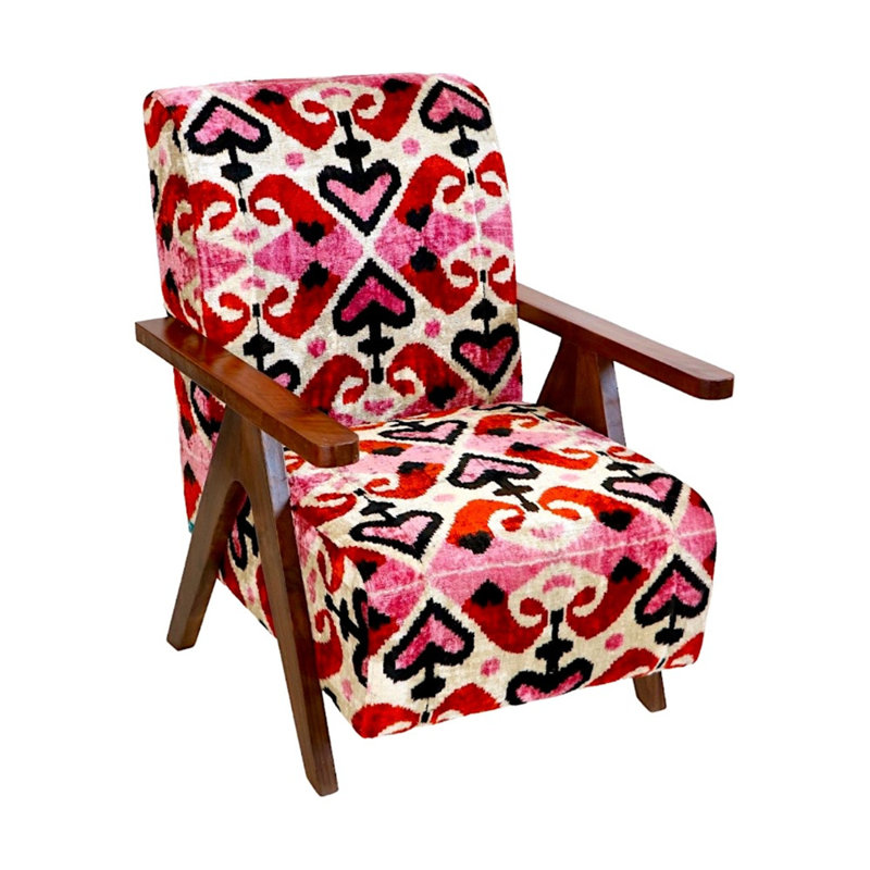 Fauteuil convertible l 27 po, Blanc / rouge / velours rose