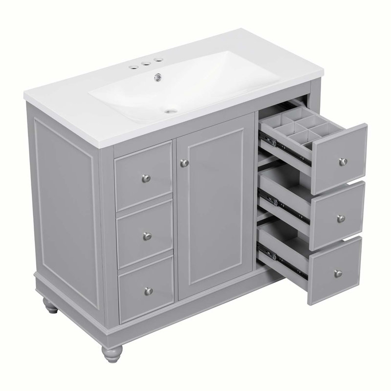 Base de meuble-lavabo simple 36 po seulement, Gris