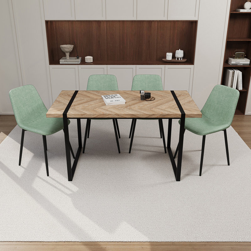 Ensemble de table de salle à manger 5 pièces en bois avec base en métal