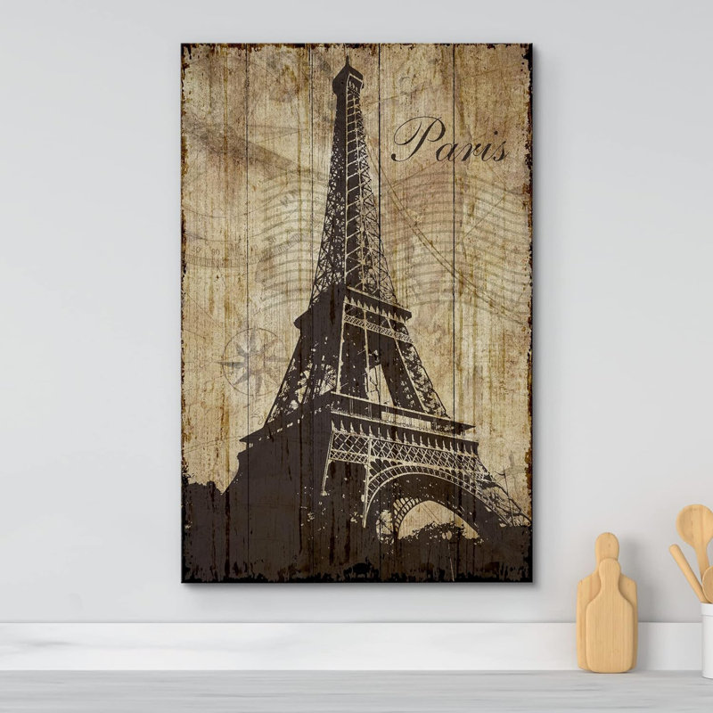 «Rustic Bevera», impression sur toile encadrée de la Tour Eiffel à Paris, H 24 po x l 16 po x P 1,5 po