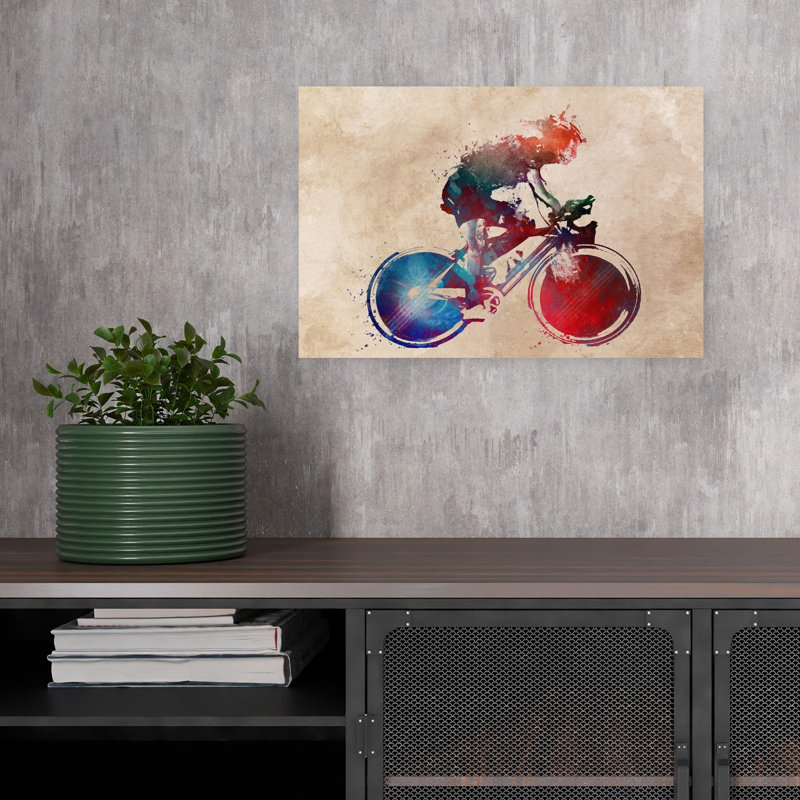«Vibrant Cycling Motion», art mural contemporain, 12" H x 18" W
