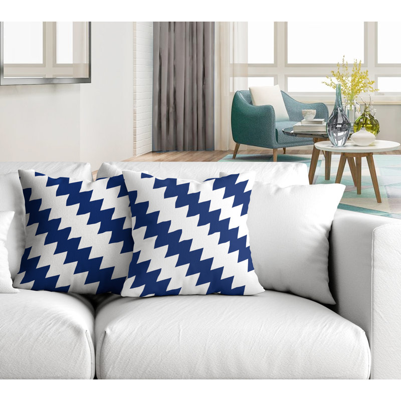 Coussin décoratif intérieur / extérieur, L 19 po x H 19 po, Bleu marine