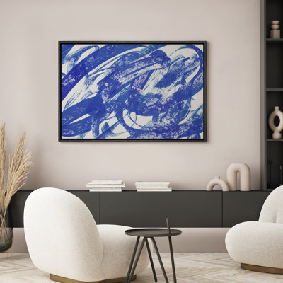 «Vibrant Blue Paint Strokes», reproduction d'art sur toile encadrée