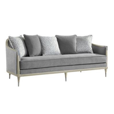 Fernando Gray Chenille & Champagne Sofa W/5 Pillows