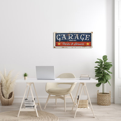 «Vintage Americana Garage», partie sur les pièces et la phrase de service - Publicité sur toile