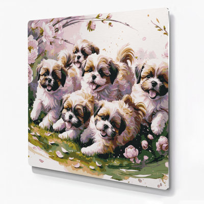 Dogs Shih Tzu Beige Metal Wall Art