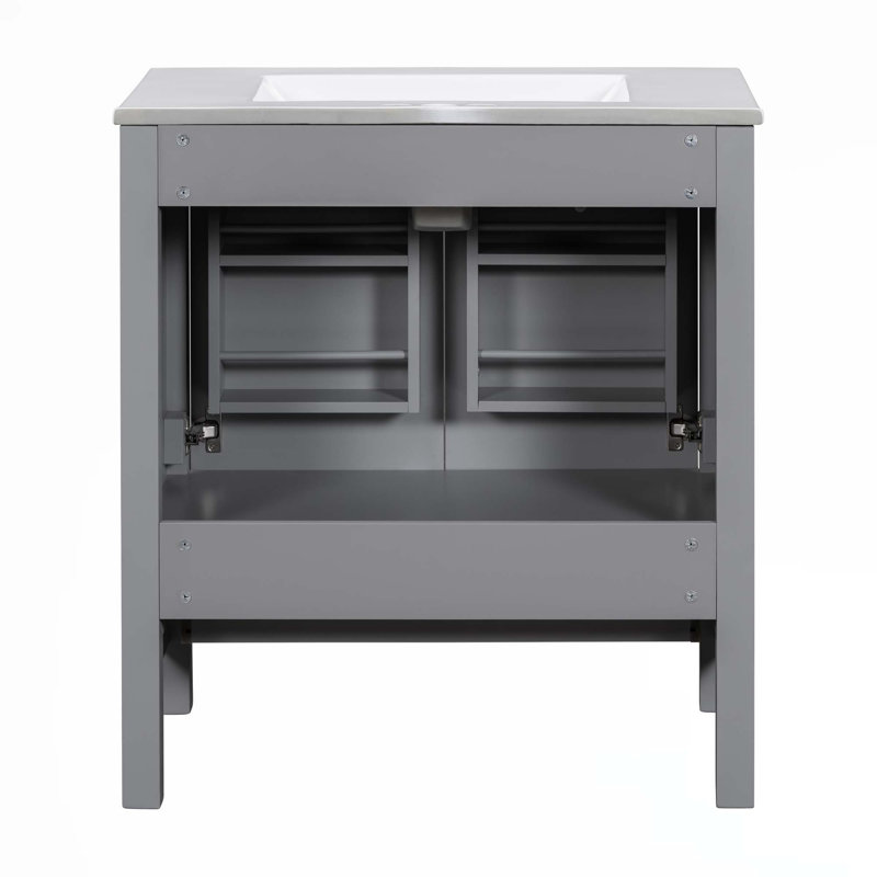 Meuble-lavabo 30 po avec lavabo simple, Gris