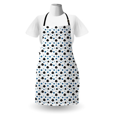 East Urban Home Nautical Apron Unisex Fishes Underwater Pattern Adult Size White and Night Blue
