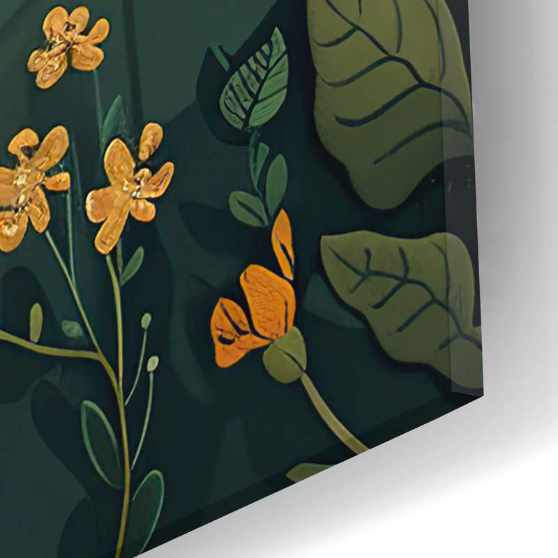 Art mural en verre «Cat parmi les plantes vertes» par Momart, H 24 po x l 16 po x P 0,2 po