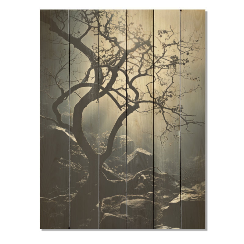 Mystic Tree Symphony - Art mural sur bois de pin naturel, H 20 po x l 10 po