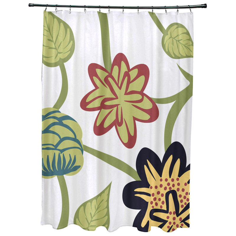 Aspacio Floral Shower Curtain, Yellow