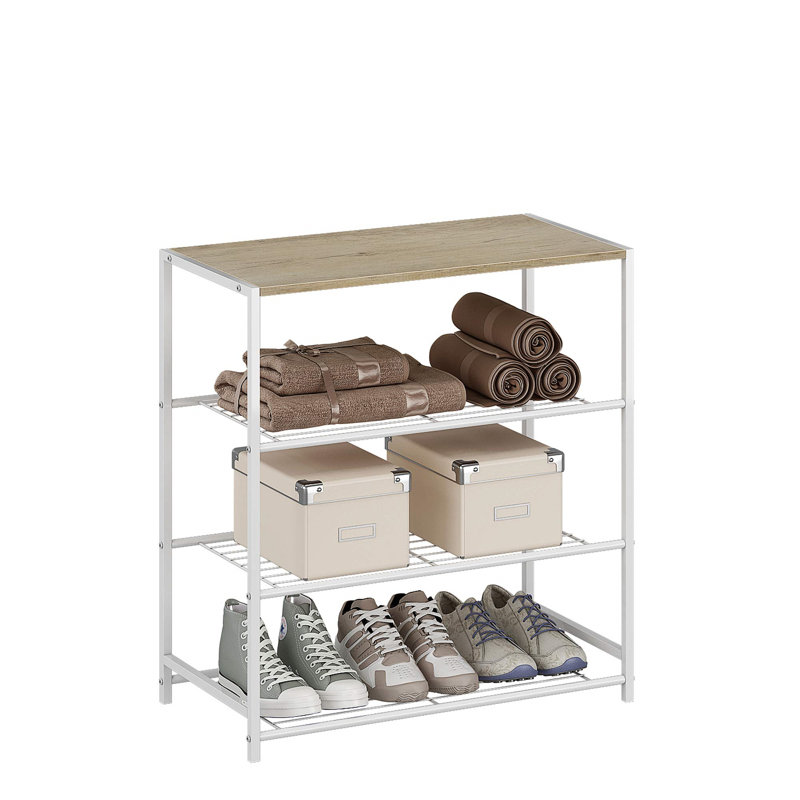 12 Pair Shoe Rack, Oak/White
