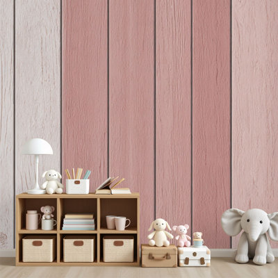 Papier peint adhésif rétro en papier peint rose pâle et blanc rétro H 69 po x l 96 po, papier peint amovible en PVC auto-adhésif pour chambre à coucher, bureau à domicile