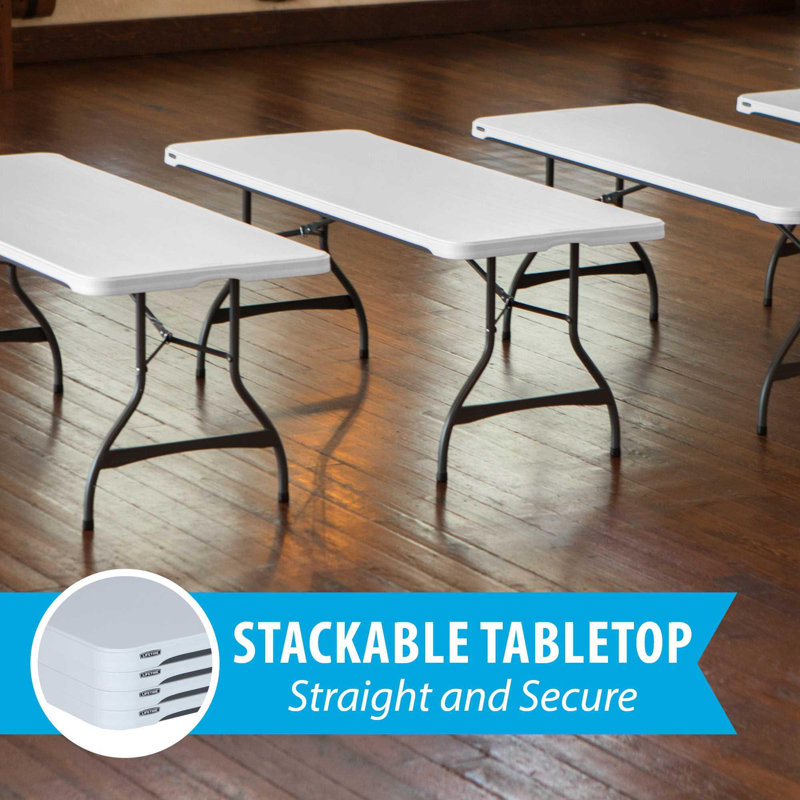 Table rectangulaire pliante commerciale 72 ", Blanc