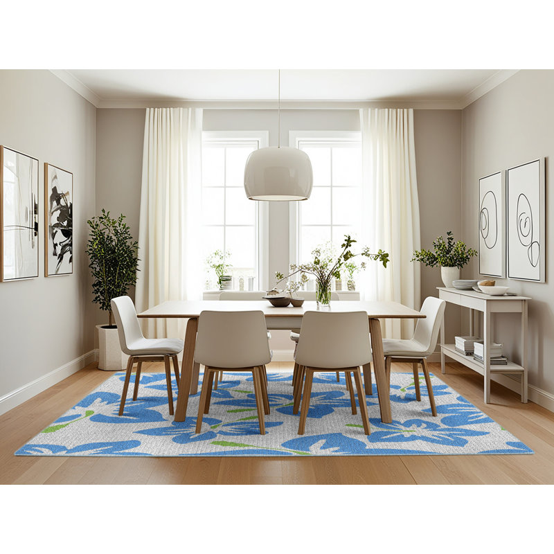 Tapis bleu/gris/vert à motif Denver, Rectangle 7 pi x 10 pi