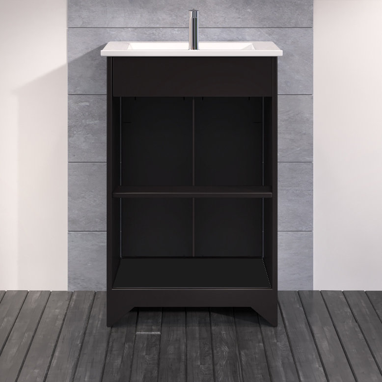 Espresso Freestanding Single Bathroom Vanity with Ceramic Top