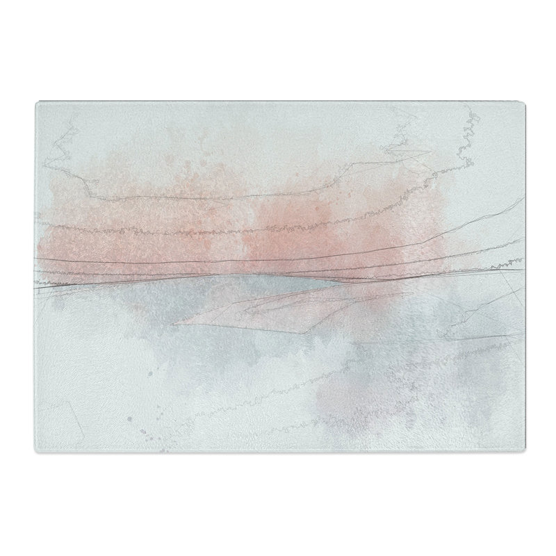 Tempered Glass Pink Desert Chopping Board, 28.5 cm x 39 cm