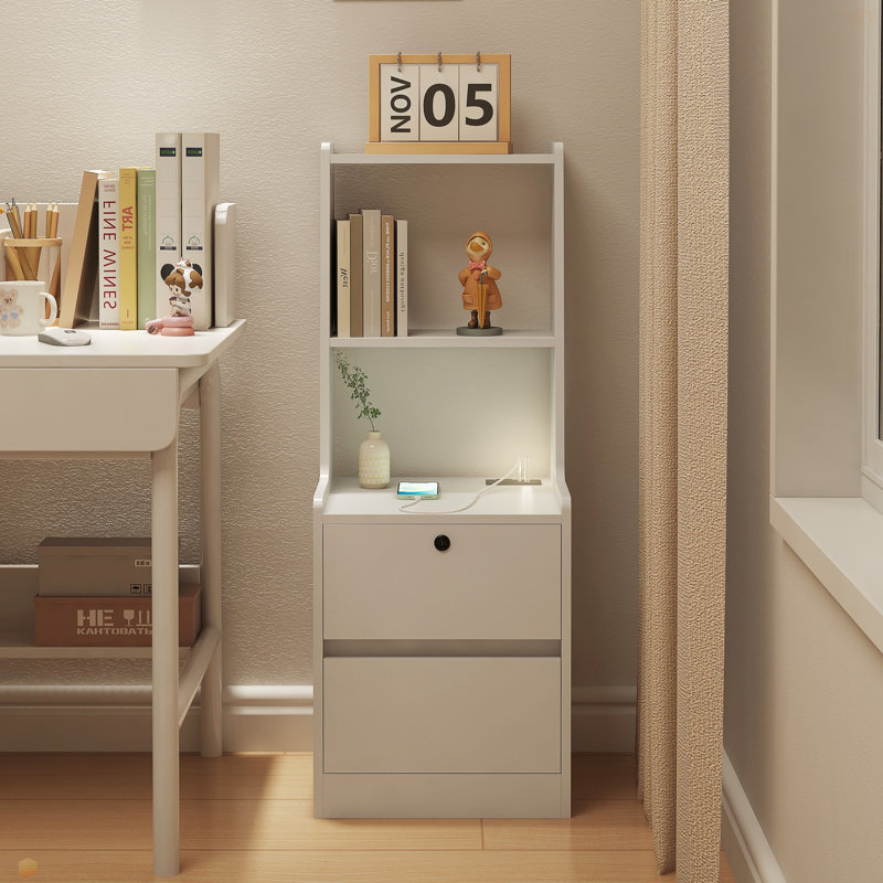 Table de chevet avec station de charge, table de chevet intelligente avec veilleuse, table de chevet moderne avec bibliothèque, tables de chevet avec armoire de rangement pour la chambre à coucher
