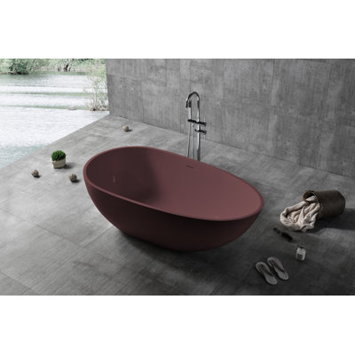 59'' x 30'' Freestanding Soaking Solid Surface Bathtub