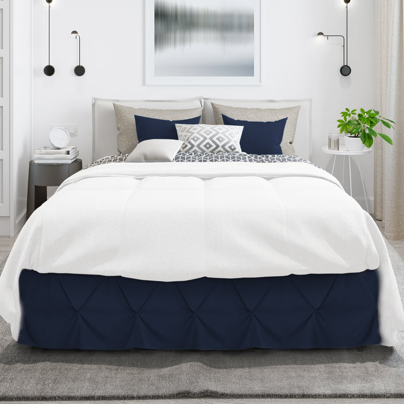 Jupe de lit 14 po , Double, Bleu marine