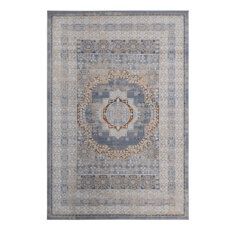 LOOM & LUXE Collection 2x3 Blue Medallion Non-Shedding Living Room Bedroom Dining Home Office Stylish And Stain Resistant Area Rug