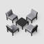 Ensemble de conversation modulaire de patio pour 4 personnes avec coussins, ensemble de conversation 5 pièces imperméable toutes saisons pour l'extérieur, noir-1724921534-1724921528-1724921535