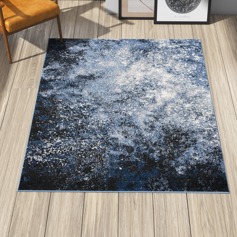 Tapis abstrait bleu foncé North Moore Passion, Rectangle 5 pi 3 po x 7 pi 3 po