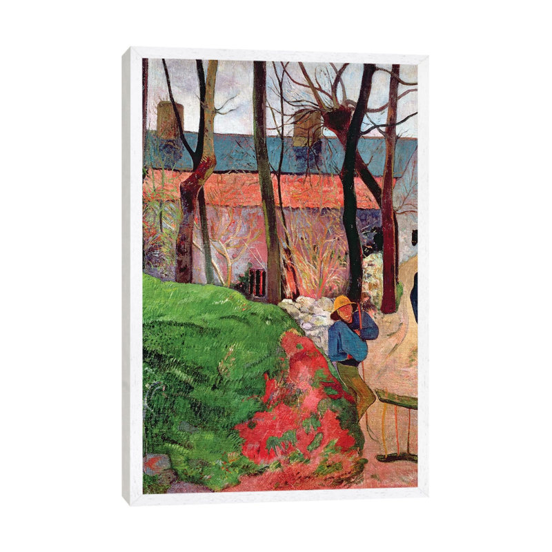 Cottage At Le Pouldu, 1890 by Paul Gauguin - Painting on Canvas, White Framed, 101.6cm H x 66.04cm W x 3.81cm D