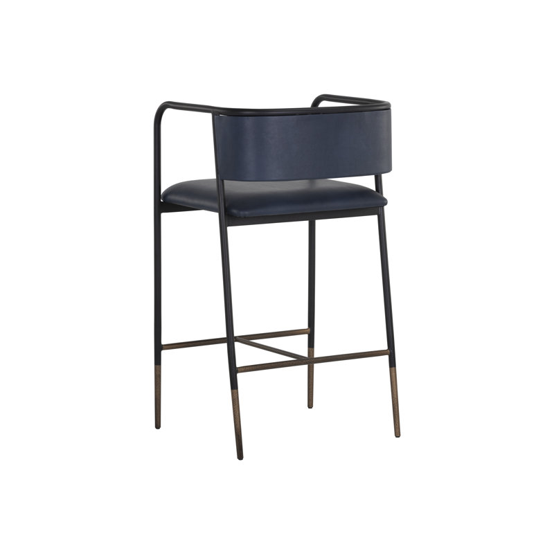 Brenan Upholstered Stool with Metal Frame, Bar Stool (29.5” Seat Height), Brown