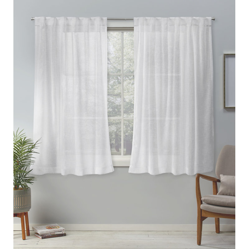 EXCLUSIVE ACCUEIL Paire de rideaux transparents à pattes dissimulées, L 50 po x L 63 po, Blanc