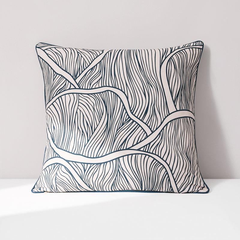 Umbra Bloom Linen Blend Pillow Cover Navy/Neutral