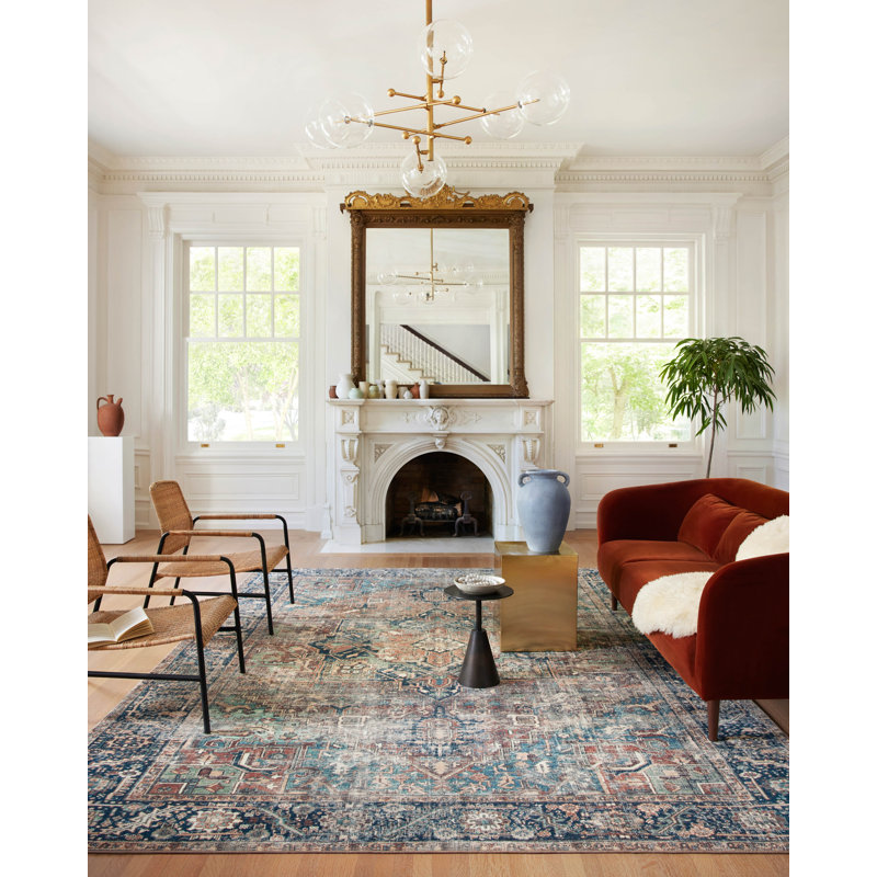 Elysian Blue Oriental 5' x 7'6" Synthetic Area Rug
