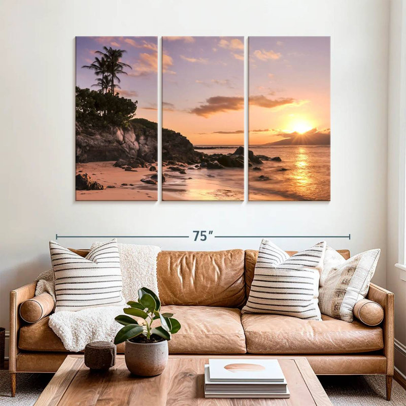 Gillard Kapalua Gillard coucher de soleil, H 48 po x l 74 po