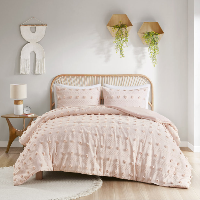 Ensemble d'édredon jacquard double / grand, Édredon grand / double + 2 taies décoratives sta, Rose