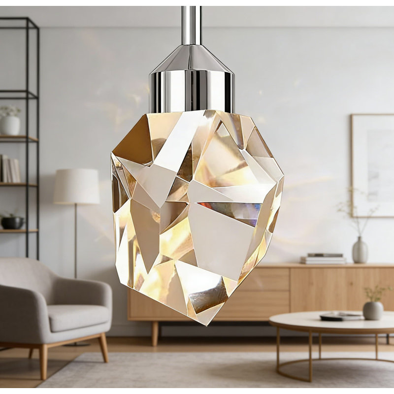 Luminaire suspendu moderne en cristal avec DEL à intensité variable et télécommande, longueur de suspension réglable pour îlot de cuisine, chambre à coucher, salle à manger et plafond de salon
