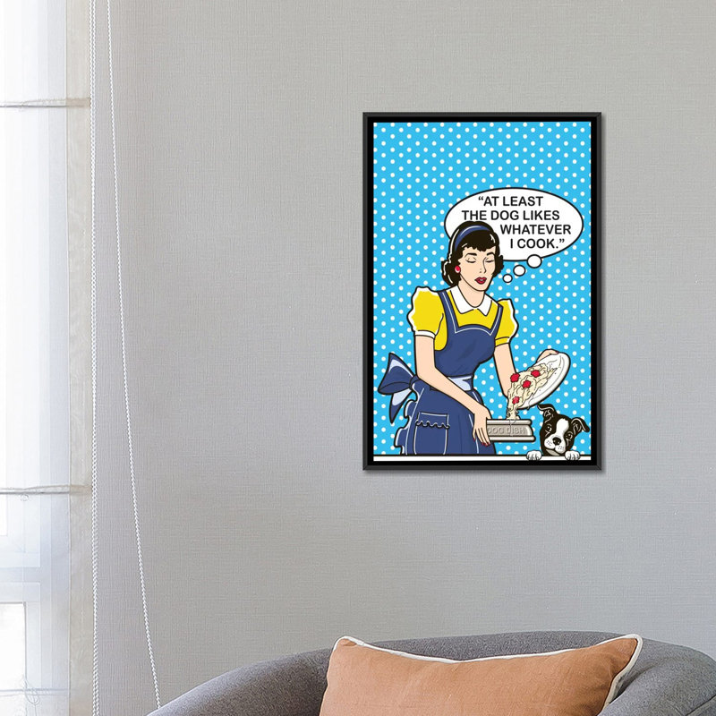 « dog aime cook », impression sur toile, H 26 po x l 18 po x P 1,5 po, Toile avec cadre noir, Pas de tapis