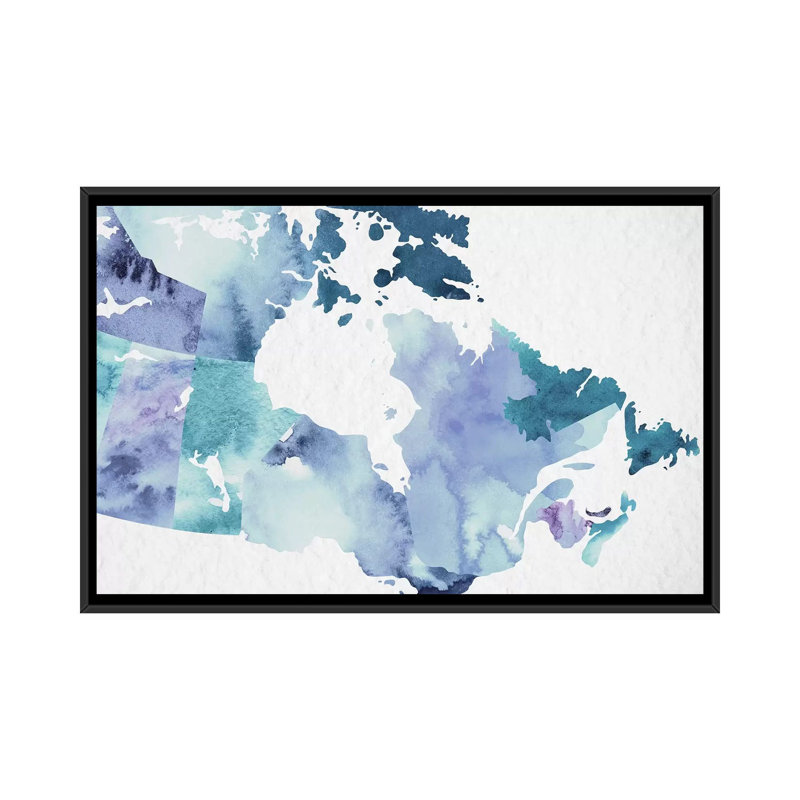 «Ikat», reproduction sur toile, H 18 po x l 26 po x P 1,5 po, Toile avec cadre noir, Pas de tapis