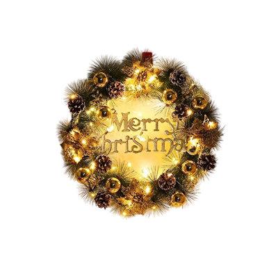 Christmas Wreath With Gold Decorations Pinaster Cones Ideal For Home Hotel Holiday Decorations