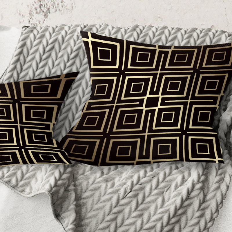 Coussin Golden Luxury GeometricsXII - Mid-Century Modern, 16 po x 1 po