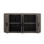 Armoire de rangement à portes verticales à rayures verticales avec poignées en métal, tablettes réglables pour une organisation moderne et polyvalente