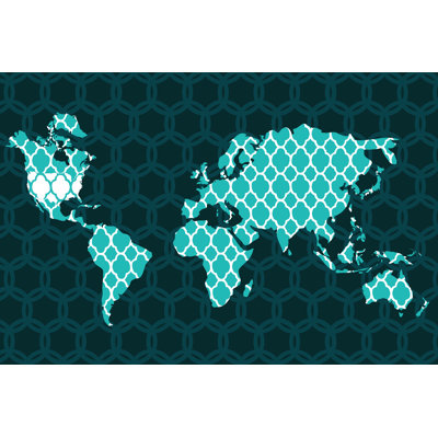 Teal America Patterned - Wrapped Canvas Art Prints