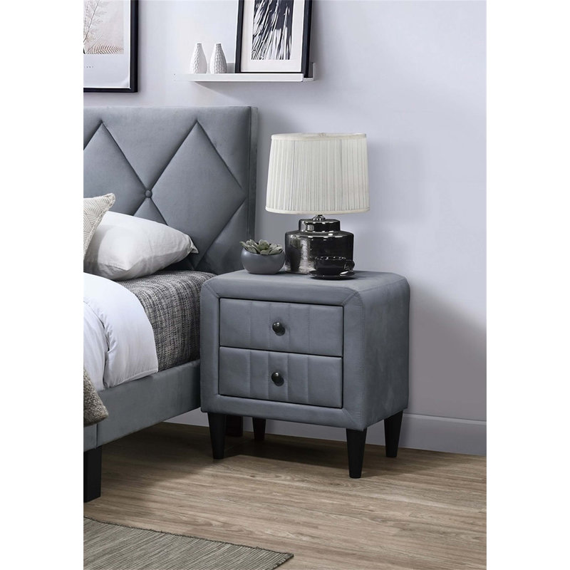 Table de chevet 1 pièce Velvet, Gris