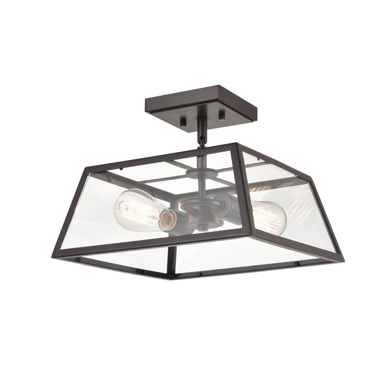 Marcell Glass Semi Flush Mount, Bronze