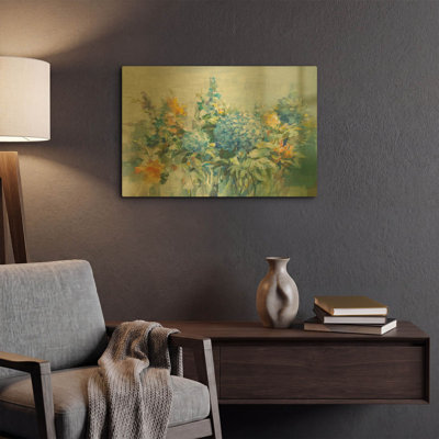 'August Garden' By Danhui Nai Gold Metal Wall Art, 24" x 16"