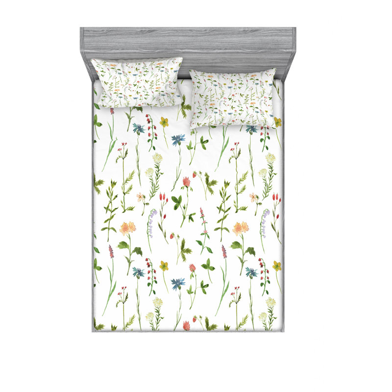 Queen Pink and Beige Floral Microfiber Bedding Set