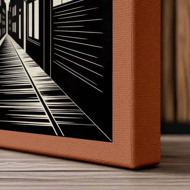 Urban Geometry Industrial - Wrapped Canvas, 36x24 - 91.4 x 61.0 cm, Terracotta Border
