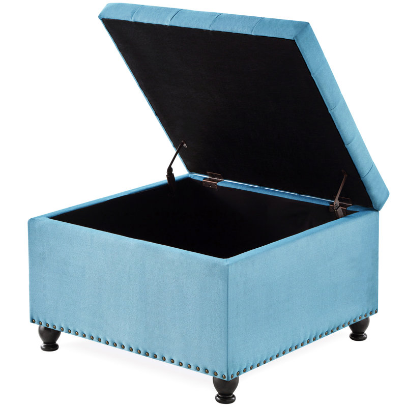 Carré bleu avec capitonnage robuste, Linen, Bleu clair, Light Blue