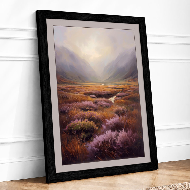 Highland Valley Mist Scandinavian - Framed Print, A1 - 84.1 x 59.4 cm, Black