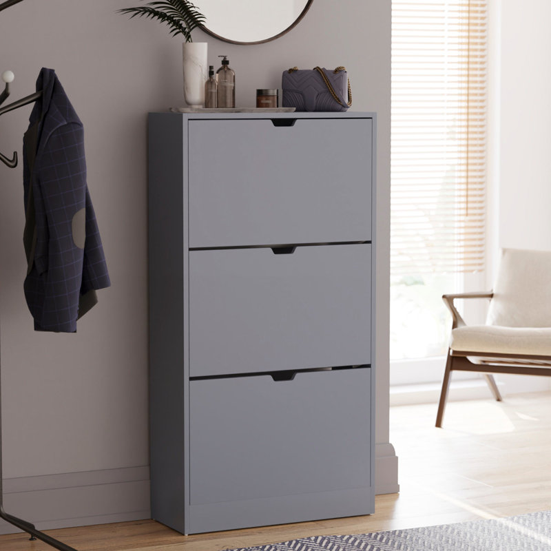 18 Pair Flip Down Shoe Storage, Grey