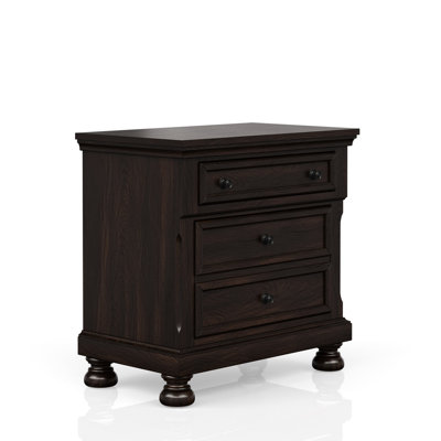 Dark Cherry Finish Nightstand - Two Solid Wood And Furniture Two Drawer Practicality
